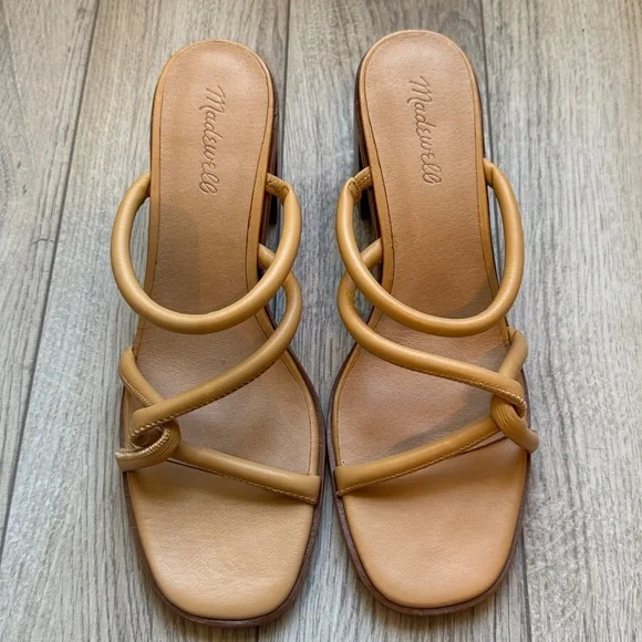 New Madewell Tayla Sandal block heel minimalist tan slides - Picture 3 of 7